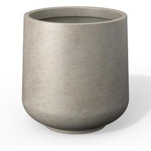 Kante 11.6" Dia Round Concrete Planter, Outdoor Indoor Large Plant Pots Containers with Drainage Hole and Rubber Plug for Home Garden Patio, Buff Concrete