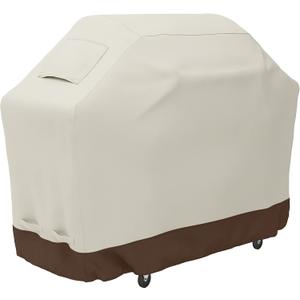 Amazon Basics Gas Grill Barbecue Cover, Weather Resistant, Anti-UV Protection with Secure Straps, Waterproof, 60 inch, Medium for Outdoor Grills, Beige