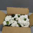 FOTEEWL 60 Pcs Artificial Rose Flower Realistic Faux Silk Roses Stem Fake Roses Bouquet for Flower Arrangement,Wedding Centerpieces,Party,Home Decorations (White)