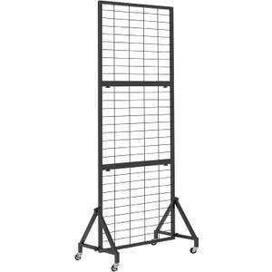 2 x Grid Wall Panel, 6FT x 2FT Heavy Duty Display Racks for Vendor Events, 80lbs Load Capacity Movable Grid Display Stand with Lockable Wheels for Retail, Trade Show, Home & Garage