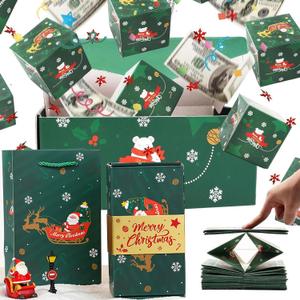 enttgo 16pcs Surprise Gift Box Explosion for Money, 2025 Newly Folding Pop-Up Explosion Gift Box, Surprise Box Gift Box for Money, Christmas Boxes Explosion Gift Box for Money and Birthday (Green)