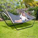 SUNCREAT Universal Steel Hammock Stand Only, Heavy Duty Hammock Stand, Fits 2 Person Hammock 9 to 14 Feet Long, 475-Pound Capacity, Patent Pending, Black
