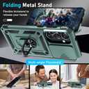 Janmitta Compatible with Samsung Galaxy S26 Case Built in Slide Camera Lens Cover+Screen Protector+Finger Ring Holder Kickstand,Heavy Duty Shockproof Full Body Phone Cover,2026 Dark Green