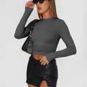 AUTOMET 3 Pack Womens Long Sleeve T Shirts Fall Fashion Basic Going Out Crop Tops Slim Fitted Winter Clothes 2025 (Gray, M)