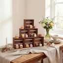 6 Pcs Rustic Wood Crates Cupcake Stand Decorative Wedding Cupcake Display Crates Stackable Distressed Food Risers for Buffet Dessert Table Display, Wedding, Birthday(Brown)