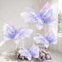 Yinder 4 Pcs Large Purple Butterfly Decorations Mariposas Grandes para Decoracion Big Butterfly Party Decor 3D Silk Butterflies for Women Birthday Party Wedding Photo Props Backdrop Decor