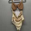 Verdusa Women's Cut Out Colorblock One Piece Swimsuit Ruched Swimwear Bathing Suit (X-Large, Brown Beige)