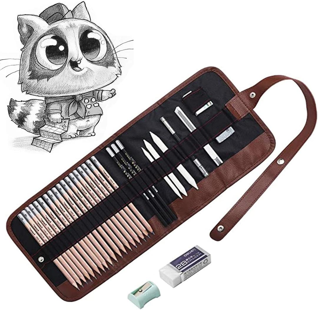 Drawing Pencils, Sketch Pencils Graphite 12B 8B 7B 6B 5B 4B 3B 2B B HB 2H and Charcoals Art Supplies for Sketching and Drawing, Pencil Set for Artists or Kids