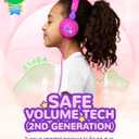 iClever Kids Headphones Cat Ear, LED Light Up, 85dBA Safe Volume, Stereo Sound Toddler Headphones for Travel School, Foldable 3.5mm Wired Kids Headphone for iPad Tablets, Meow Lollipop-Hot Pink