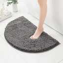 Semicircle Absorbent Bathroom Rug Thickened Soft Chenille Non-Slip Floor Mat Machine Washable Mat Dries Quickly Shaggy Foot Pad for Bedroom Living Room (Dark Gray, 15.7-23.6in)