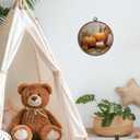 Giosve Vintage Rustic Fall Pumpkin Round Wall Art Canvas Framed Poster, Farmhouse Autumn Maple Leaf Pumpkin Hanging Wall Sculptures for Kitchen Home Living Room Bedroom Decor, 10x10 Inch