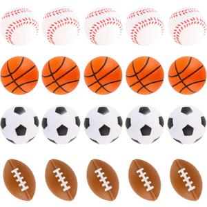 Mini Sport Stress Ball 20 Packs Sport Party Supplies Small Foam Anxious Toy Baseball Basketball Football Soccer Stress Ball for Kids School Carnival Reward Sport Party Decorations
