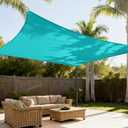 Sun Shade Sail 10'x10' Rectangle Shade Canopy Patio Cover UV Block Shade Cloth Awning Fabric for Backyard Pergola Garden Deck Carport Outdoor Activities, Turquoise