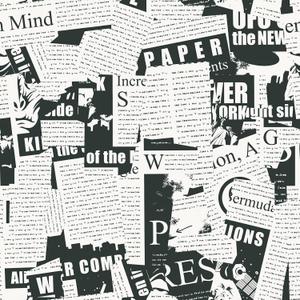 Black Peel and Stick Wallpaper Vintage Newspaper Script News Wall Paper White Contact Paper for Cabinets Kitchen Countertop Self Adhesive Removable Bathroom Bedroom Apartment 17.5"x102"