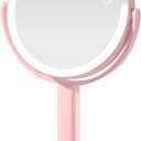 Makeup Mirror with Lights, Lighted Make Up LED Vanity Mirror for Travel, 1x/ 10X Magnifying Mirror, Rechargeable 3 Color & Adjustable Brightness, 360° Rotation Detachable (Pink)