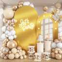 Jobkoo Gold Arch Backdrop Stand, 6.2FT+5.5FT Wedding Backdrop Arch Stand Frame with Lights, 2 Set Round Top Balloon Party Arch Background for Birthday Party Ceremony Baby Shower Graduation Decorations