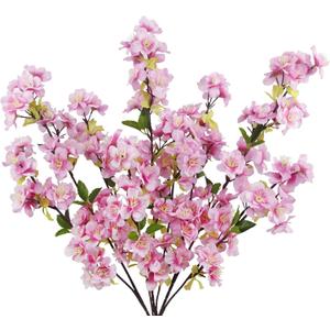 3 Pcs Cherry Blossom Branches for Vase Long Stems Artificial Flowers Spring Summer Decor Pink Faux Silk Cherry Blossom Branches for Home Wedding Party Table Centerpieces (Pink 2)