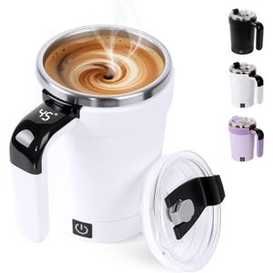 Self Stirring Coffee Mug, 2026 New Automatic Magnetic Stirring Coffee Mug with Temperature Display,Detachable Base Self-Stirring Mug, Smart Mixing Cup for Coffee, Chocolate, Milk,Tea(White)