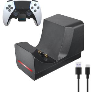 REEYEAR PS5 Controller Charger Dock 3.3FT Cord Wall Mount with LED Indicator,Easy Access Adhesive Side Charging PS5 DualSense Edge Controllers on Wall Desk Console Mounting,Black (1 Pack)