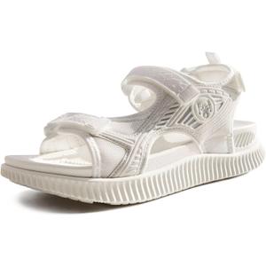 KuaiLu Womens Orthopedic Walking Sandals with Comfortable Arch Support Plantar Fasciitis Relief Summer Outdoor Hiking Sport Recovery Adjustable Strap Athletic Chunky Cushion Shoes (7, White)