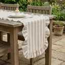 Tegeme Brown and White Ruffle Table Runner 100% Cotton Table Runner for Home Dinner Birthday Party Decoration Baby Shower Dining Room Kitchen Decor (13"x72",Wide Stripes)
