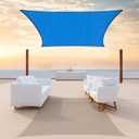 ColourTree 10' x 10' BlueSun Shade Sail Rectangle CTSLR10 - Canopy Mesh Fabric UV Block UPF50 - Commercial Heavy Duty - 190 GSM  