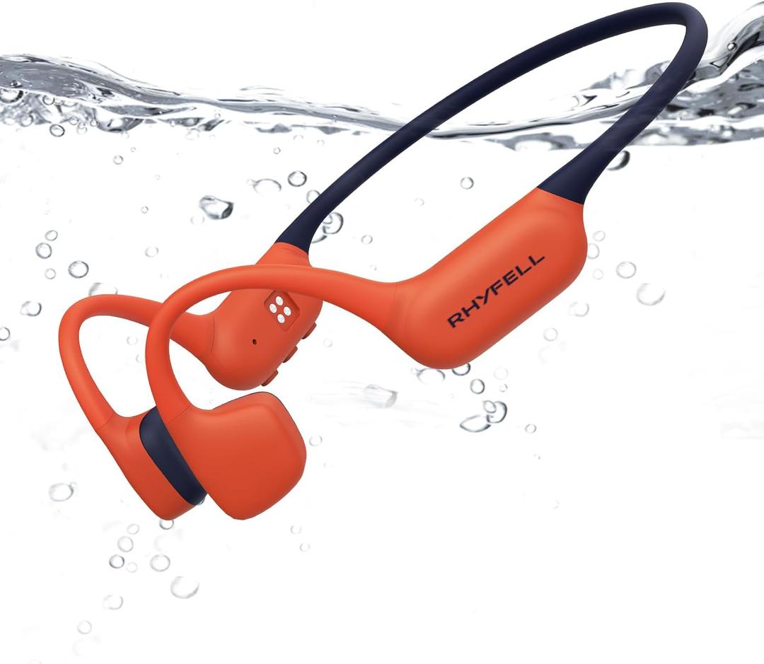 Bone Conduction Headphones, IP68 Waterproof Swimming Headphones with MP3 Mode 32GB Memory, Open-Ear Design, Secure Fit for Running, Fitness and Cycling