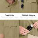 TACVASEN Mens Short Sleeve Sun Protection Shirt UPF 50+ Quick Dry Fishing Cooling UV Shirts Outdoor Tactical Hiking Shirts (Beige, XXL)