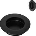 HOMOTEK 2 Pack Round Sliding Closet Door Handles Diameter 2-1/2 in(65mm) Black Flush Pocket Pulls Recessed Bypass Door Handles, Stainless Steel Barn Door Finger Pull Set