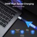 240W Thunderbolt 4 Cablle 6ft USB C Thunderbolt 4 Cable Monitor Cable Supports 40Gbps Data Transfer and Single 8K/Dual 4K Video Compatible with Thunderbolt 4/3 Monitor, Hub, Docking Stations-Silver