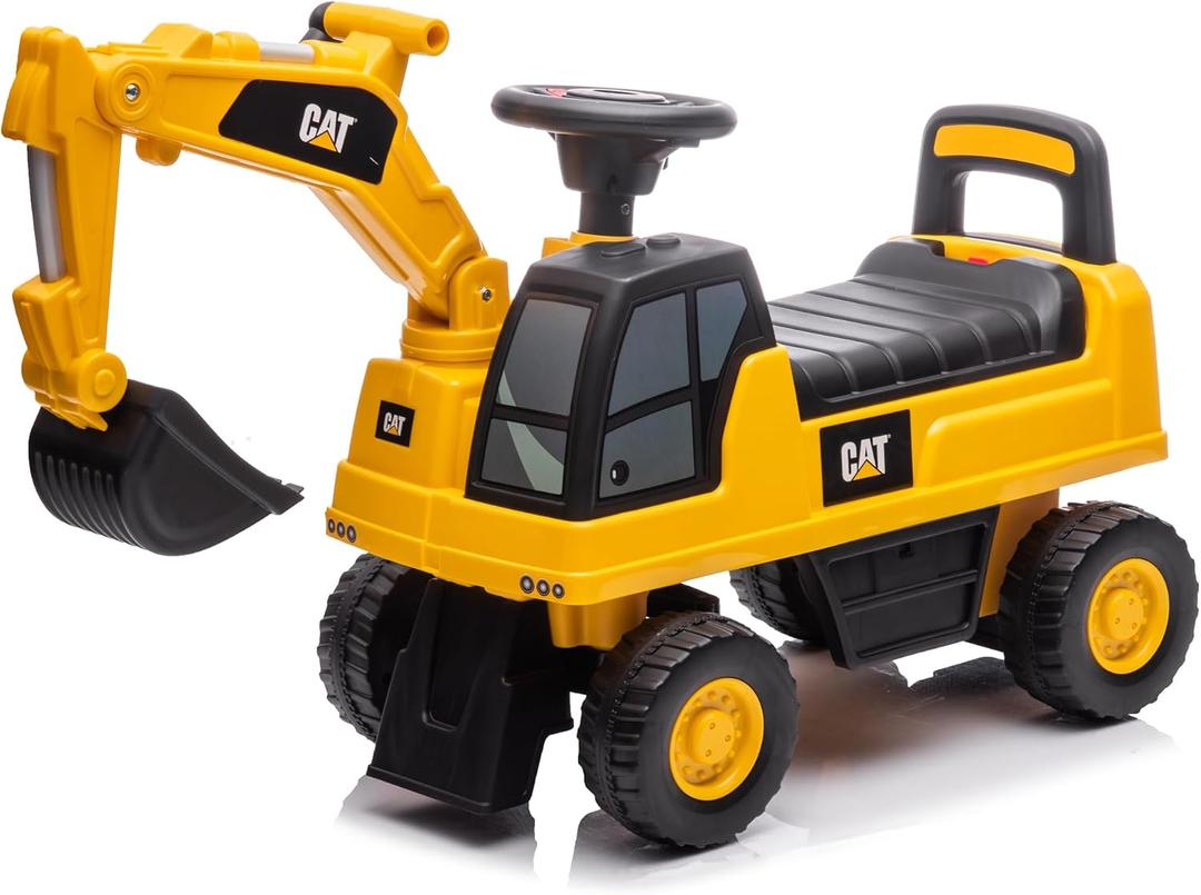 Best Ride On Cars CAT Excavator Push Car Licensed Caterpillar Ride-On Digger Toy for Kids with Rotating Bucket & Under-Seat Storage Construction Vehicle for Toddlers