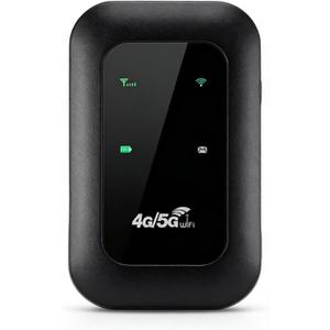 4G Portable WiFi Hotspot, 300Mbps High Speed Mobile Router with SIM Card Slot and LED Display, 10h Battery for Travel, Supports 10 Devices, for Travel, Home, Gaming