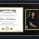 GraduatePro Picture Frame - Black Frame with Gold Rim, 11x22 inches, Document/Certificate & 5x7 Photo, Double Mat, Real Glass, Tassel Holder, Vintage Collection