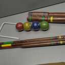 SpeedArmis 24In Croquet Set for 4 Players - Pine Wooden Mallets, Colored PE Ball, Wickets, End Stakes, Lawn Backyard Outdoor Game for Family (Portable Carry Bag Including)