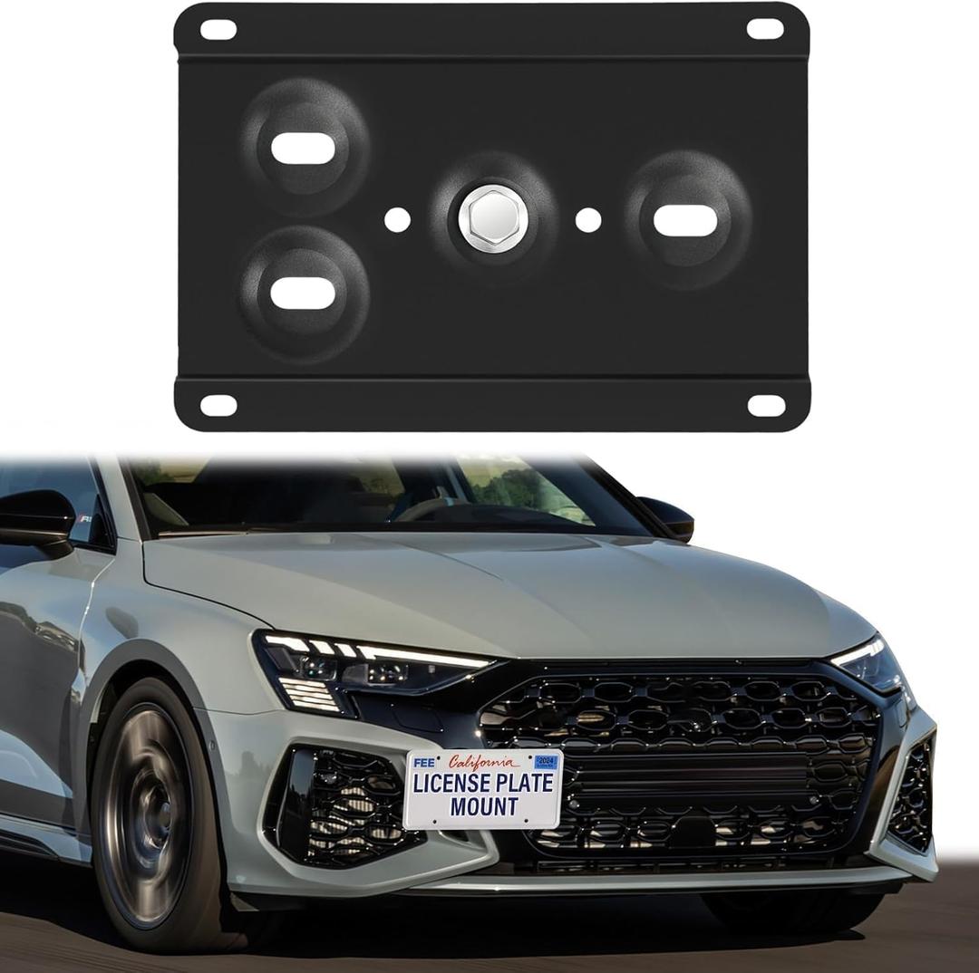 Heavy-Duty No-Drill Front License Plate Frame Anti-Theft License Plate Bracket Compatible with Audi A3 / S3 / RS3 2015-2020