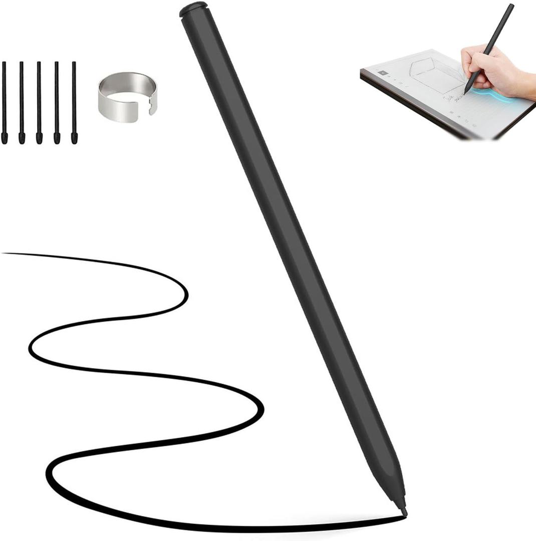 EMR Stylus with Eraser, Remarkable 2 Pen with Pencil Clip and 5 Tips 4096 Pressure Sensitivity & Palm Rejection & Tilt Remarkable Pencil for Kindle Scribe/Galaxy Tab & Book/Remarkable 1&2/Boox, Black