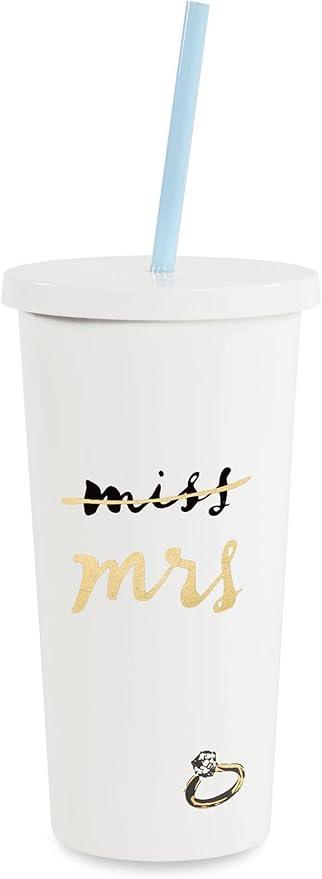 kate spade new york 20 oz Acrylic Miss to Mrs. Tumbler Bundle with 8.25" x 5.25" Bridal Journal with 200 Lined Pages, Miss to Mrs.