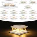 VOLISUN Solar Post Cap Lights Outdoor 12Pack, White Fence Cap Lights Solar Powered Fits 4x4 6x6 Wooden/4x4 5x5 Vinyl Post, Firefly filaments Lighting for Garden/Patio/Porch,with Warm White