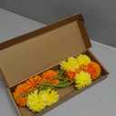 Artificial Flowers, 12Pcs Fake Flowers Silk Artificial Chrysanthemum Ball Hydrangea Bridal Wedding Bouquet for Home Garden Party Wedding Decor (Yellow,Orange, 10 Pcs)