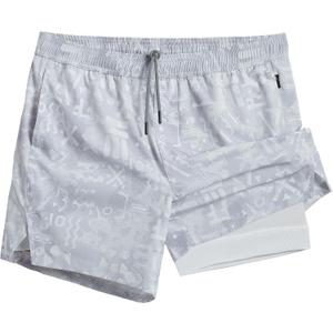 maamgic Mens 5" Gym Running Shorts for Men 2 in 1 Quick Dry Workout Athletic Shorts (Medium, Notation Grey)