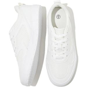 FRACORA Womens White Tennis Shoes Low Top PU Leather Sneakers Lace Up Walking Shoes(White, US9)