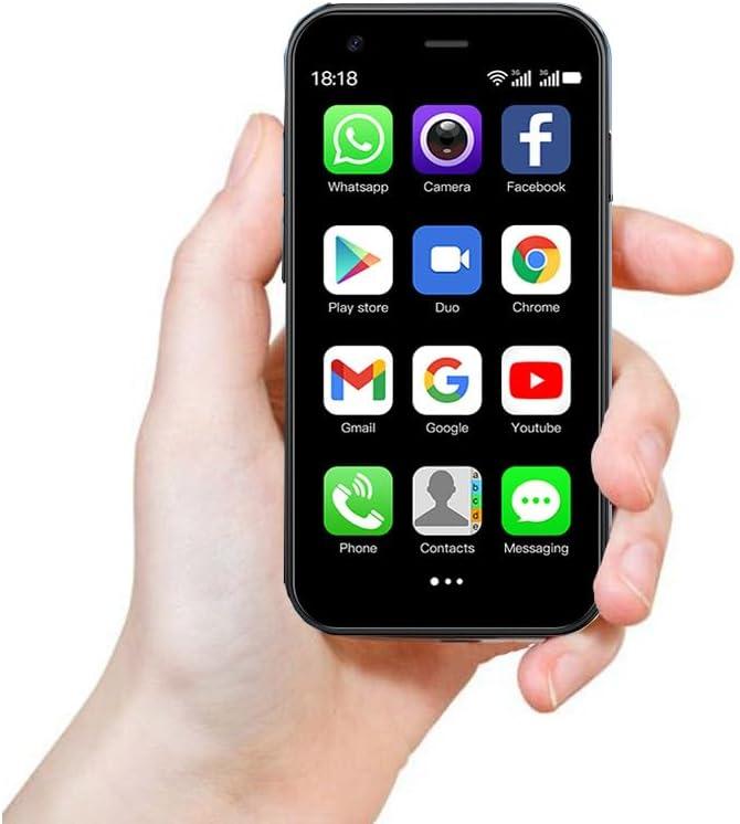 Mini 3G Smartphone Unlocked, 3.0" HD Android Dual Sim Quad Core Face ID Mini Premium Child Small Cell Phone World's Smallest Student Pocket Cellphone, 2+16GB Black