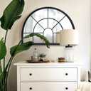 WAMIRRO Arched Window Pane Mirror Decor,Farmhouse Mantel Mirrors for Fireplace/Living Room,28"X20" (20"L x 28"W, Black-2)