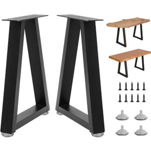 22 Inch Metal Desk Table Legs, Trapezoid Metal Coffee Table Legs, Heavy Duty Industrial Dinning Desk Leg with Adjustment Feet Pads (Bear Up to 800lb)