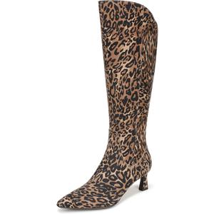 Naturalizer Women's Deesha Wide Calf Knee High Boot Dark Brown Leopard Suede 10 WW