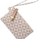 Wristlet Wallets for Women - Small Clutch Purse Leather Handbag with Wrist Strap Large Capacity for Cards/Keys/Phone (White)
