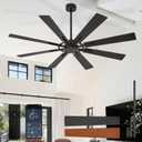 Large Ceiling Fan No Light: Modern 66 Inch 8 Blade Outdoor Ceiling Fans with Remote APP Control - Black Big Fan without Light Indoor Reversible 6 Speed Quiet DC Motor