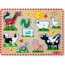 Melissa & Doug Farm Animals Sound Puzzle - Wooden Peg Puzzle with Sound Effects (8 pcs), Pack of 2