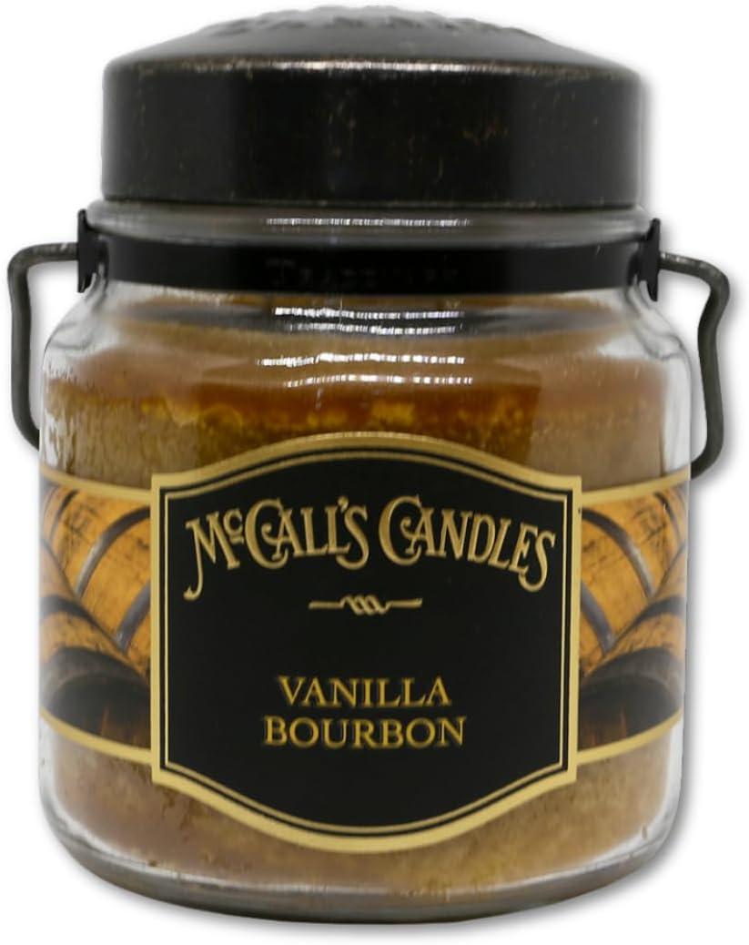 McCall’s Candles | Vanilla Bourbon | 16 oz Two-Wick Scented Candle | USA-Poured | Vintage Rustic Jar with Carrying Handle | Vanilla Bean, Bourbon & Honey Fragrance