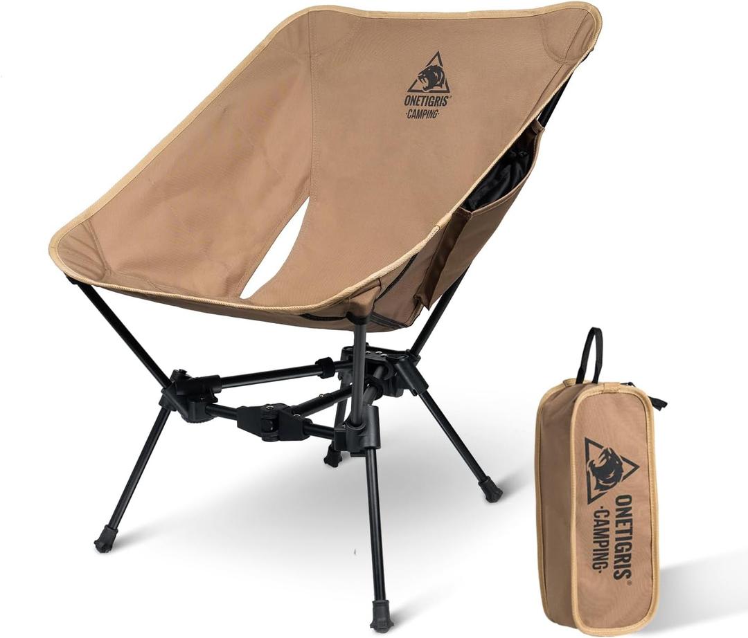 OneTigris Tigerblade Camping Chair, Lightweight Folding Backpacking Hiking, Compact Portable 330 lbs Capacity (Coyote Brown)
